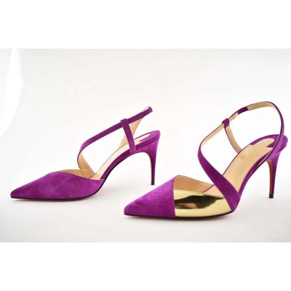 Christian Louboutin Platina 85 Pink Richelieu Cross Strap Sandal Heel Pump 40 - Picture 9 of 12